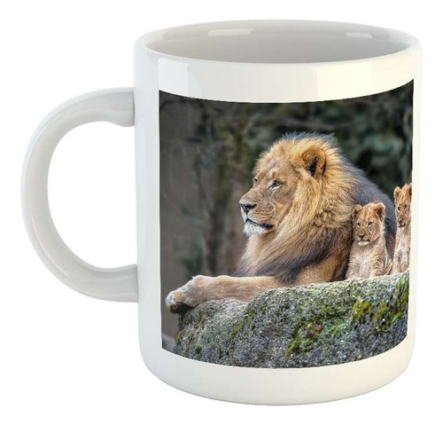 Taza Ceramica Leon Rey Selva Cria Familia Rey Selva