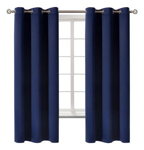 Cortinas Blackout Navy Para Dormitorio, 2 Paneles De 107x160