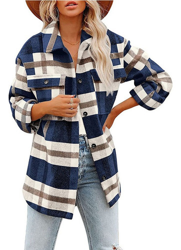 Nuevo Chaqueta De Abrigo Con Botones Y Camisa De Franela A