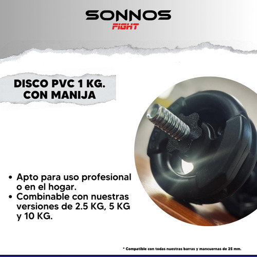 Kit Mancuernas A Rosca + 14 Kg Discos Pesas C/manijas Sonnos Negro