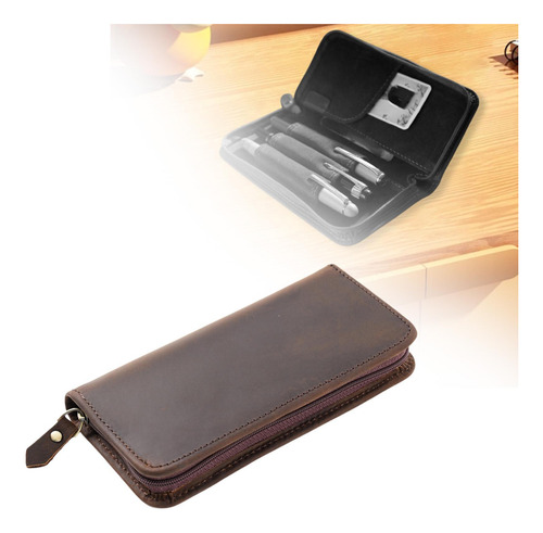 Caja De Almacenamiento De Bolígrafos Marrón Oscuro
