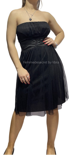 Vestido Corto Strapless Microtul Fiesta Oferta