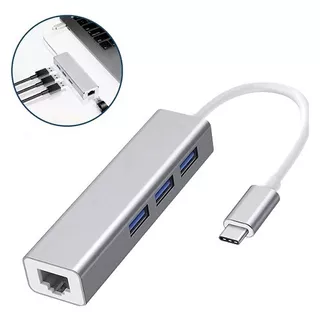 Hub Adaptador Tipo C A Rj45 Gigabit + 3 Puertos Usb 3.0