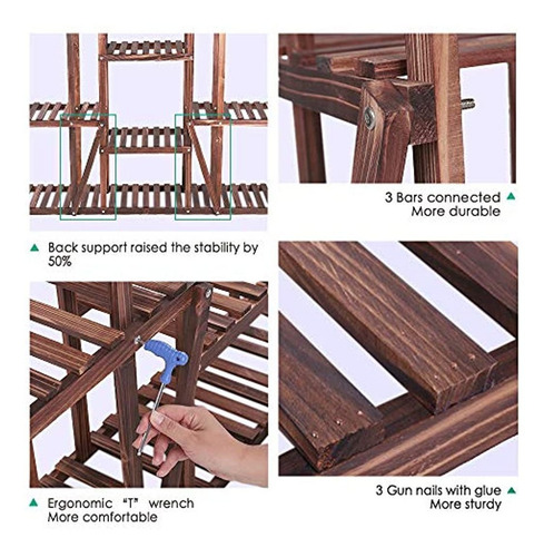 Ufine ,soporte De Madera Para Macetas Interior Y Exterior