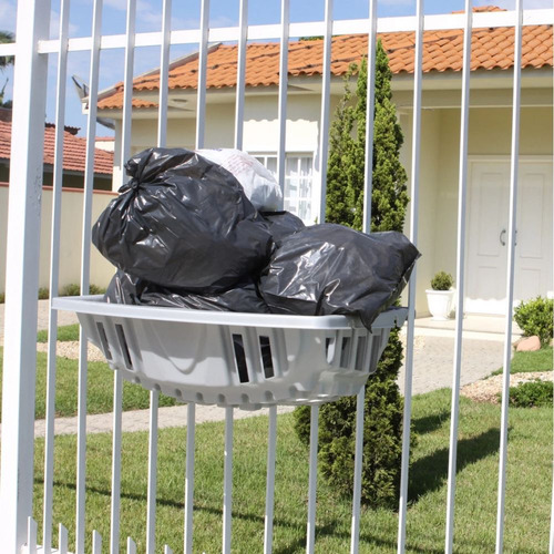 Lixeira Goma 64cm Prata Ou Preta Suporta 20kg