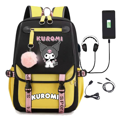 La nueva mochila de ocio de alta capacidad de Kuromi con color amarillo Fec