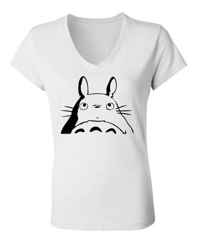 Remera Mi Vecino Totoro Mujer Escote V 