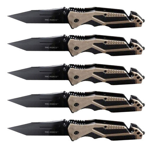 Daga De Senderismo, Mxkec-005, 5pzas, Cuchilla Plegable Aut Color Negro/Café