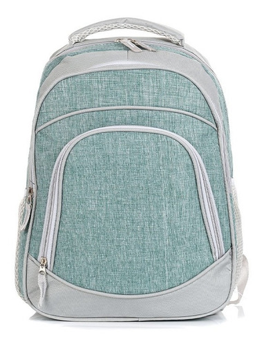 Mochila Con Portanotebook School Ill  Combinada Gris Y Verde