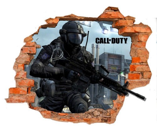 Vinilo Pared Rota 3d Call Of Duty Wall Stickers