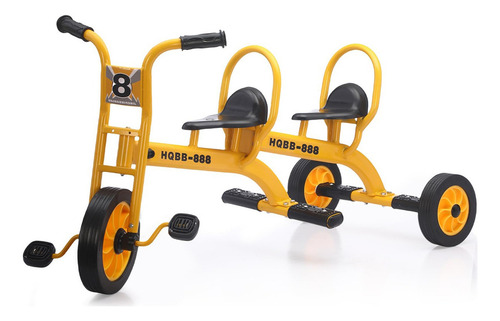 Triciclo Tándem De Dos Asientos Para Niños, Triciclo Para Gu Color Amarillo