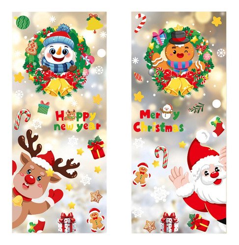 2 X 4x Adhesivos Navideños Para Ventanas, Decoraciones