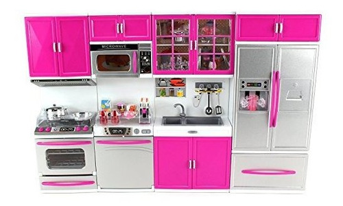 Doll Playsets My Modern Kitchen 32 Full Deluxe Kit Con Luces