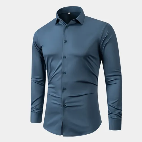 Qilin Camisa Social Masculina Slim Luxo Fibra De Bambu Elastano