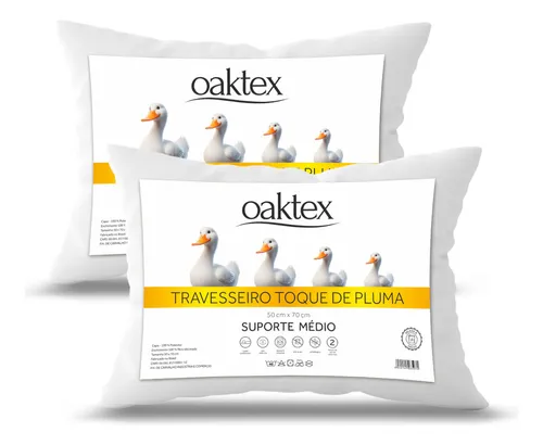 Kit 2 Travesseiros 45x65 Antialérgico Lavável Fibra Siliconada Toque De Pluma Branco