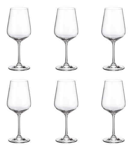 Imagen 2 de 6 de Copón Vino Cristal Bohemia Cristal Strix 450ml Set X 6