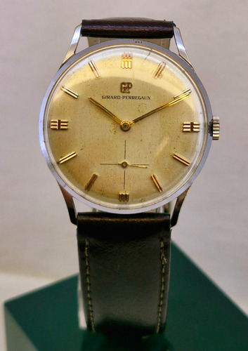 Reloj Girard Perregaux Original Esfera Tropical Default Full Marrón Oscuro Plateado Hermosa Patina Vintage