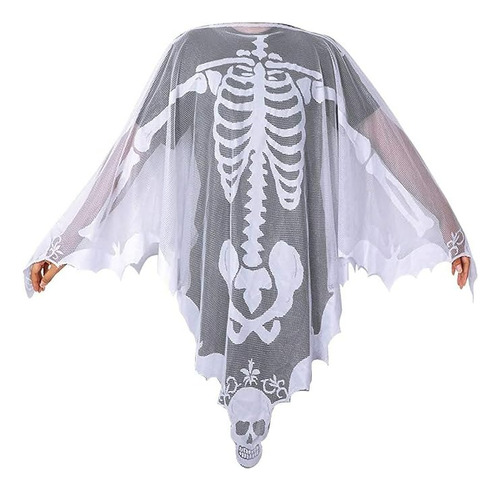 Disfraz De Esqueleto Encaje Blanco Halloween Teletiendauy