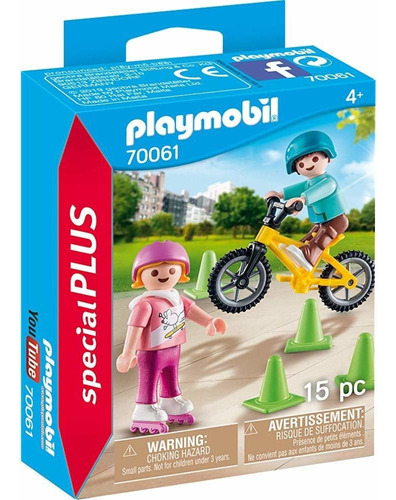 Playmobil Niños Con Patines Y Bicicleta.