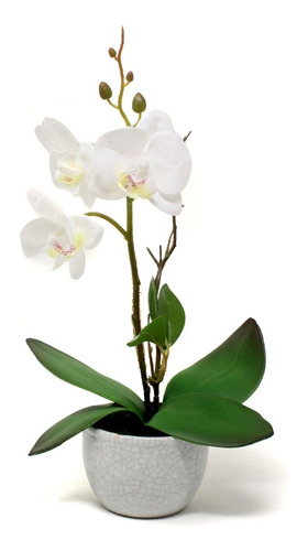 Orquidea Artificial Blanca Con Maceta 32cm