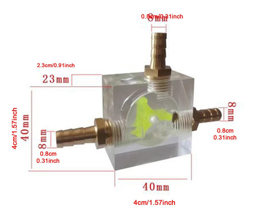 Indicador De Flujo De Agua De 8 Mm Frío G1/4 Tipo F