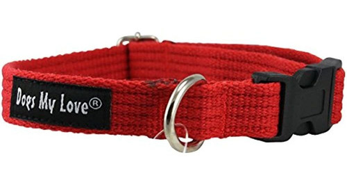 Algodon Web Ajustable Perro Collar 4 Tamaños Color Rojo