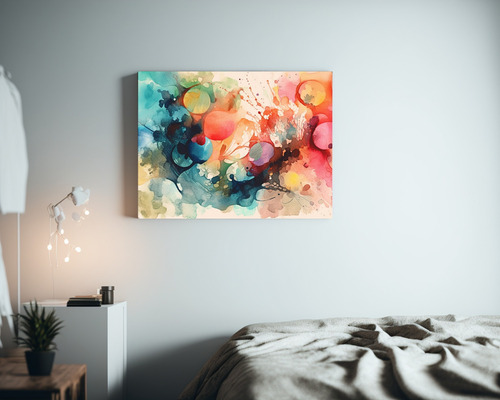 Canva Bastidor Madera Fan Art Flores Cute 30x20cm Abstractos