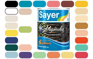 Pintura Vinilica Acrilica Lavable Sayer Magicolor 4 Lt Color Blanco Vg-0200