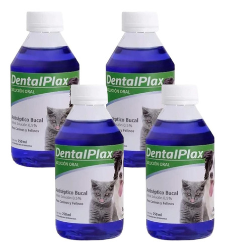 Liquido Antiséptico Bucal Dental Plax X 4u Para Perros Gatos