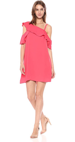 Vestido Coral Con Olanes Marca Rachel Rachel Roy Talla 2