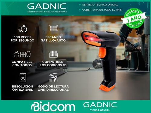 Lector De Código De Barras Gadnic Sc6-01 Usb 1.5m Láser 1d