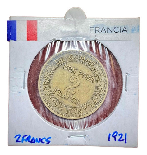 Moneda 2 Francos Francia 1921 Km 877 Cámara De Comercio (Usado)