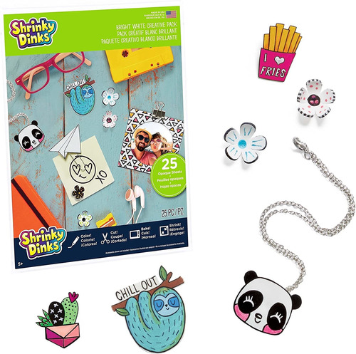 Just Play Shrinky Dinks - Paquete Creativo, 25 Sábanas Blanc