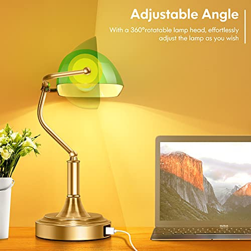 Lámpara De Banquero Con 2 Puertos Usb Lámpara De Escritorio
