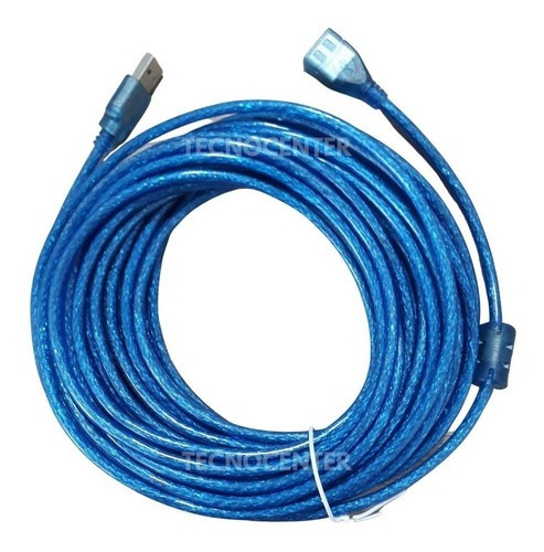 Cable Prolongador Usb Macho-hembra 10 Mts Con Filtro Mallado Color Turquesa