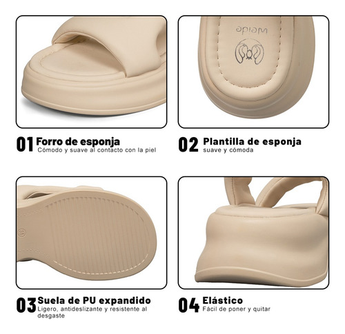 Sandalias Cuña Elástico Comodas Ligeras Antidesliz Weide