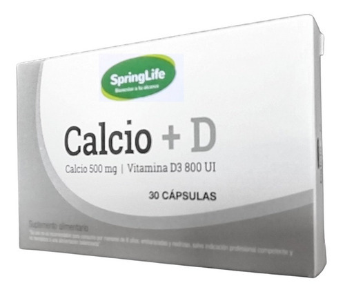 Calcio + D / Calcio 500mg Y Vit D3 800 Ui De Springlife