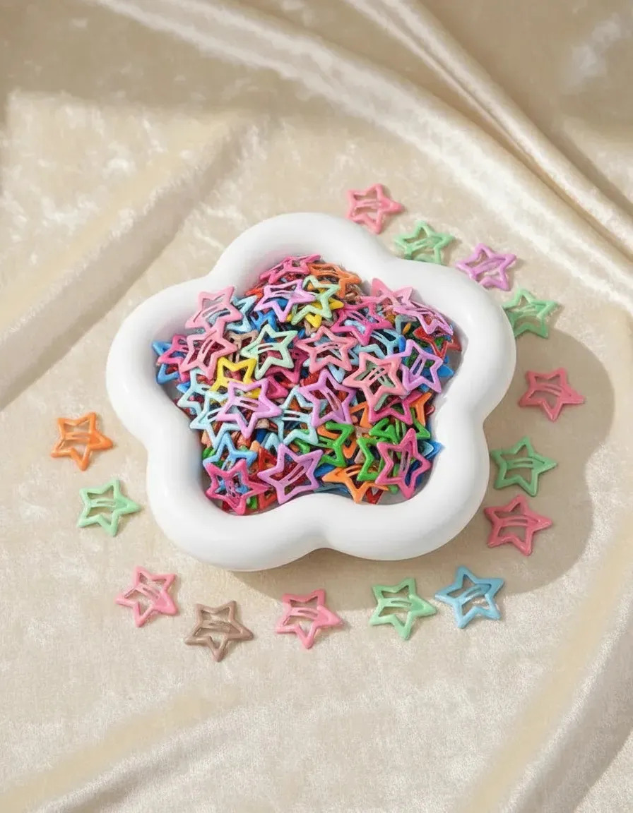 MOEOFUE Horquillas Estrella para Niñas, Pinzas de Pelo Estrellita Multicolor, Pasadores Cabello Divertidos Accesorios Infantiles, Paquete de 35 Unidades Colores Aleatorios