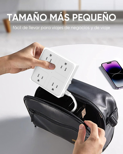 Regleta Multicontacto Pared Usb Con 4 Salidas Y 3 Usb