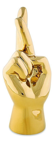 Escultura Decorativa Mão - Dourada Em Cerâmica De Luxo