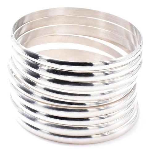 Imagen 1 de 3 de 9 Pulseras Color Plateada Para Dama D Acero Inoxidable