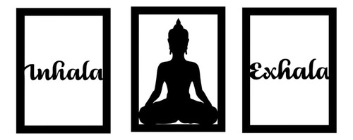 Cuadro Buda Inhala Exhala Pared Negro Set X 3 Unidades 