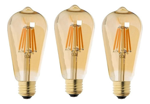 Pack 3 Ampolleta Led Tipo Edison 6 Watts Retro Vintage