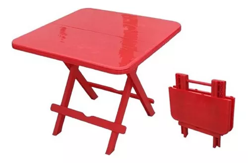 Mesa infantil cuadrada ajustable roja –