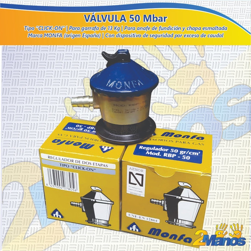 Imagen 5 de 9 de Válvula 50 Mbar Para Garrafa 13 Kg Nueva Monfa España Oferta