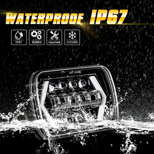 Imagen 6 de 6 de 5x7 6x7 H4 Led Faros Flecha Ámbar Jeep Cherokee Yj Xj D21