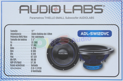 Subwoofer De 12 Spl Open Show 800watts Audio Labs Adl-sw12dv