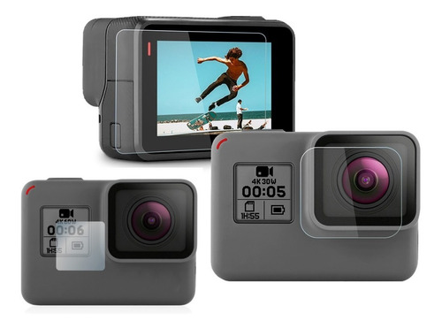 Mica Pantalla + Lente Gopro 5 / 6 / 7 Black Tempered Glass