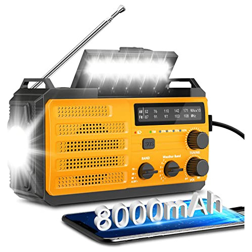 Radio Meteorológica De Emergencia De 8000mah, Manivela...