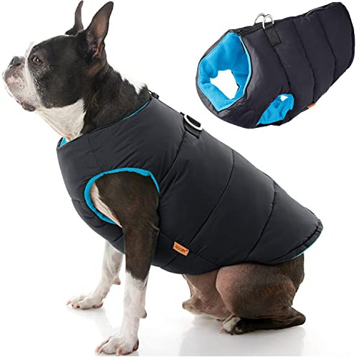 Gooby - Chaqueta Acolchada Para Perro, Color Negro Sólido,